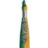 Emerald Green/Bright Gold Graduation Tassel With Silver Stacked Date Drop - Endea Graduation