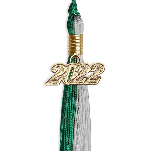 Emerald Green/Grey Graduation Tassel With Gold Date Drop - Endea Graduation