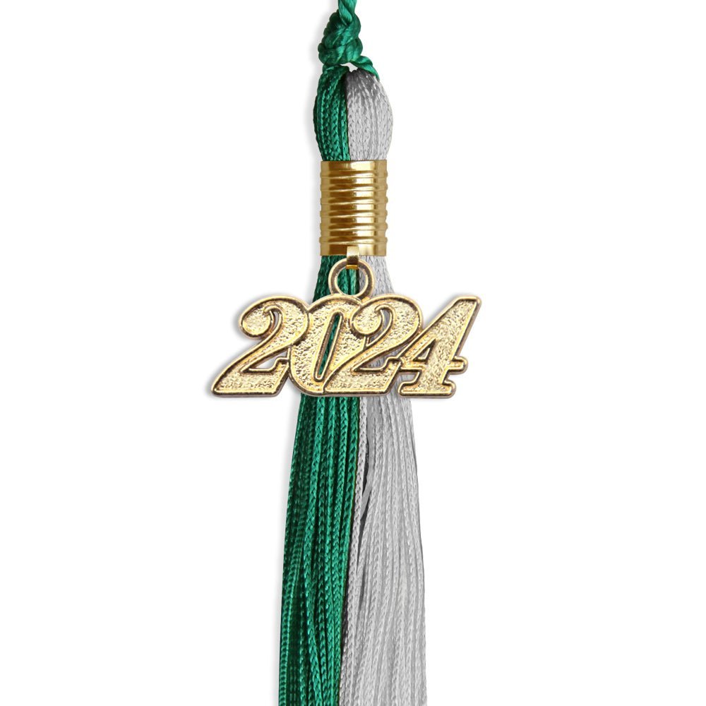 Emerald Green/Grey Graduation Tassel With Gold Date Drop - Endea Graduation