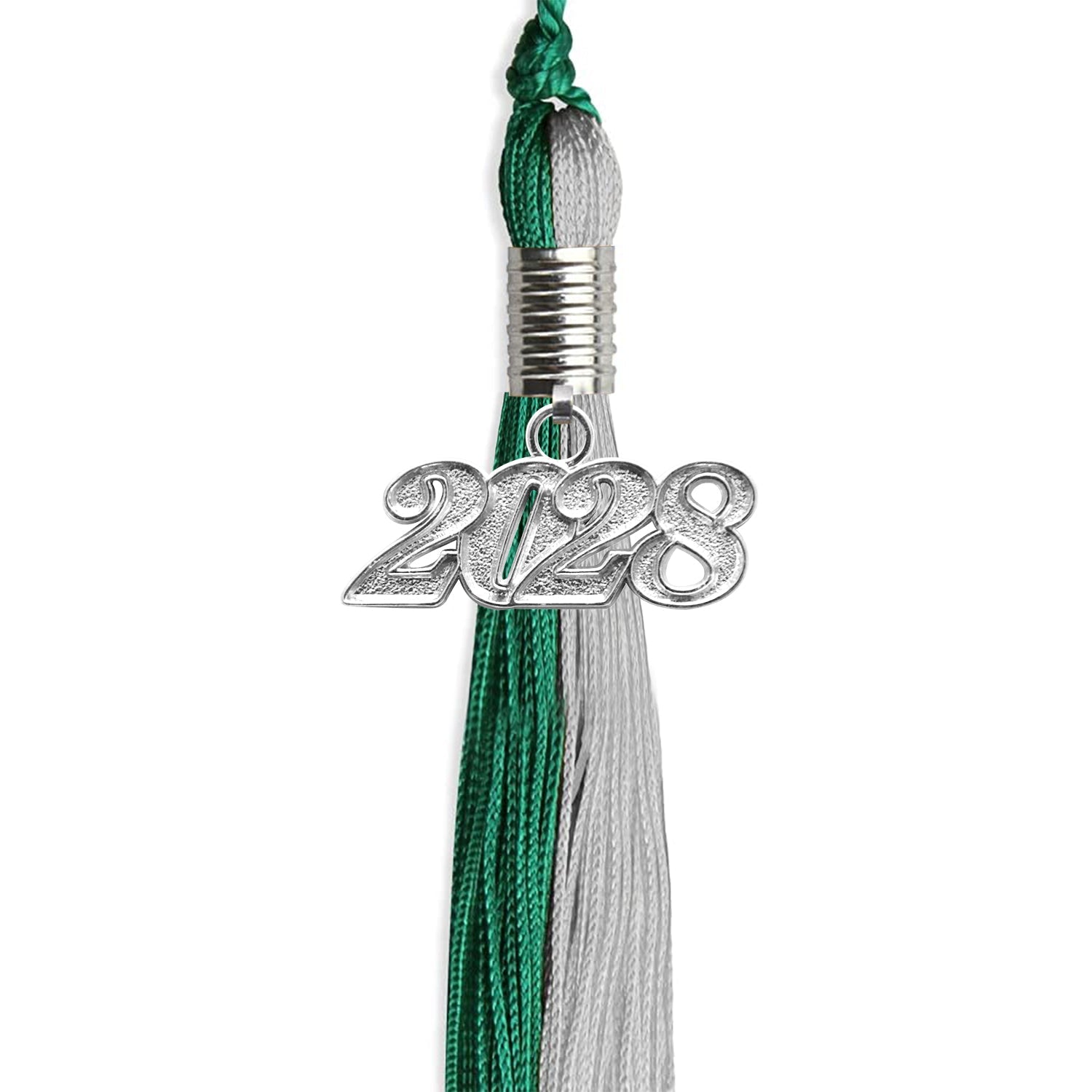 Emerald Green/Grey Graduation Tassel With Silver Date Drop - Endea Graduation