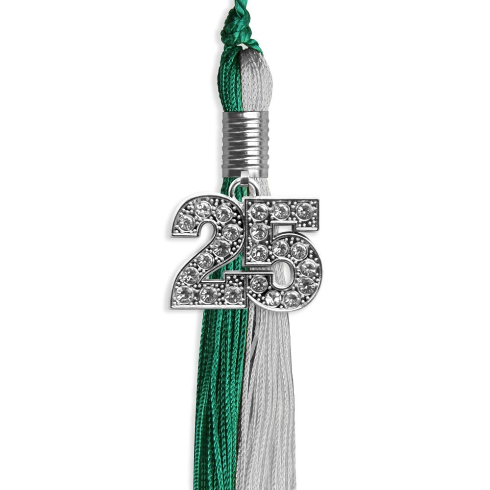 Emerald Green/Grey Graduation Tassel With Silver Date Drop - Endea Graduation