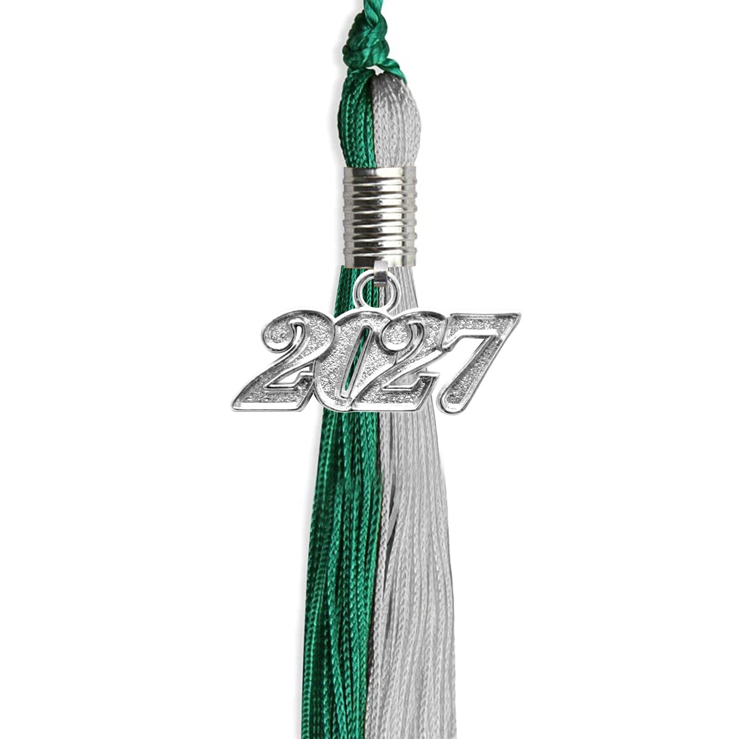 Emerald Green/Grey Graduation Tassel With Silver Date Drop - Endea Graduation