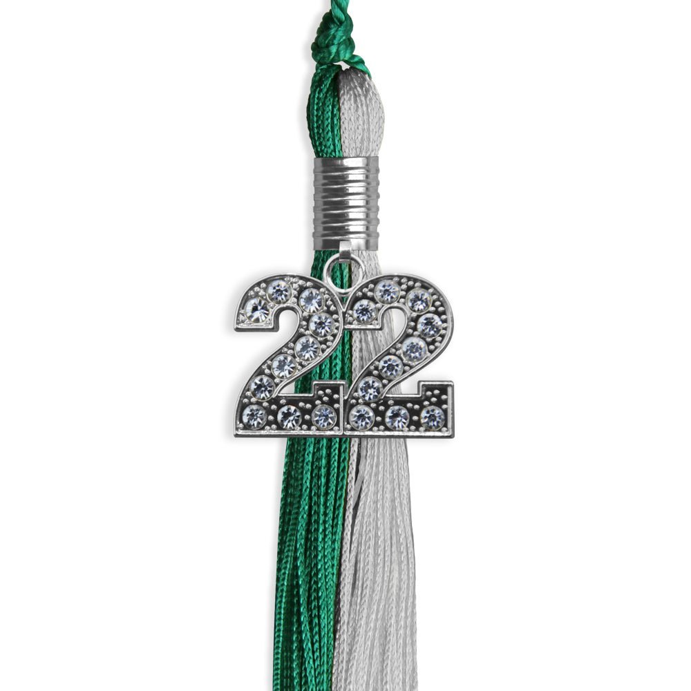 Emerald Green/Grey Graduation Tassel With Silver Date Drop - Endea Graduation