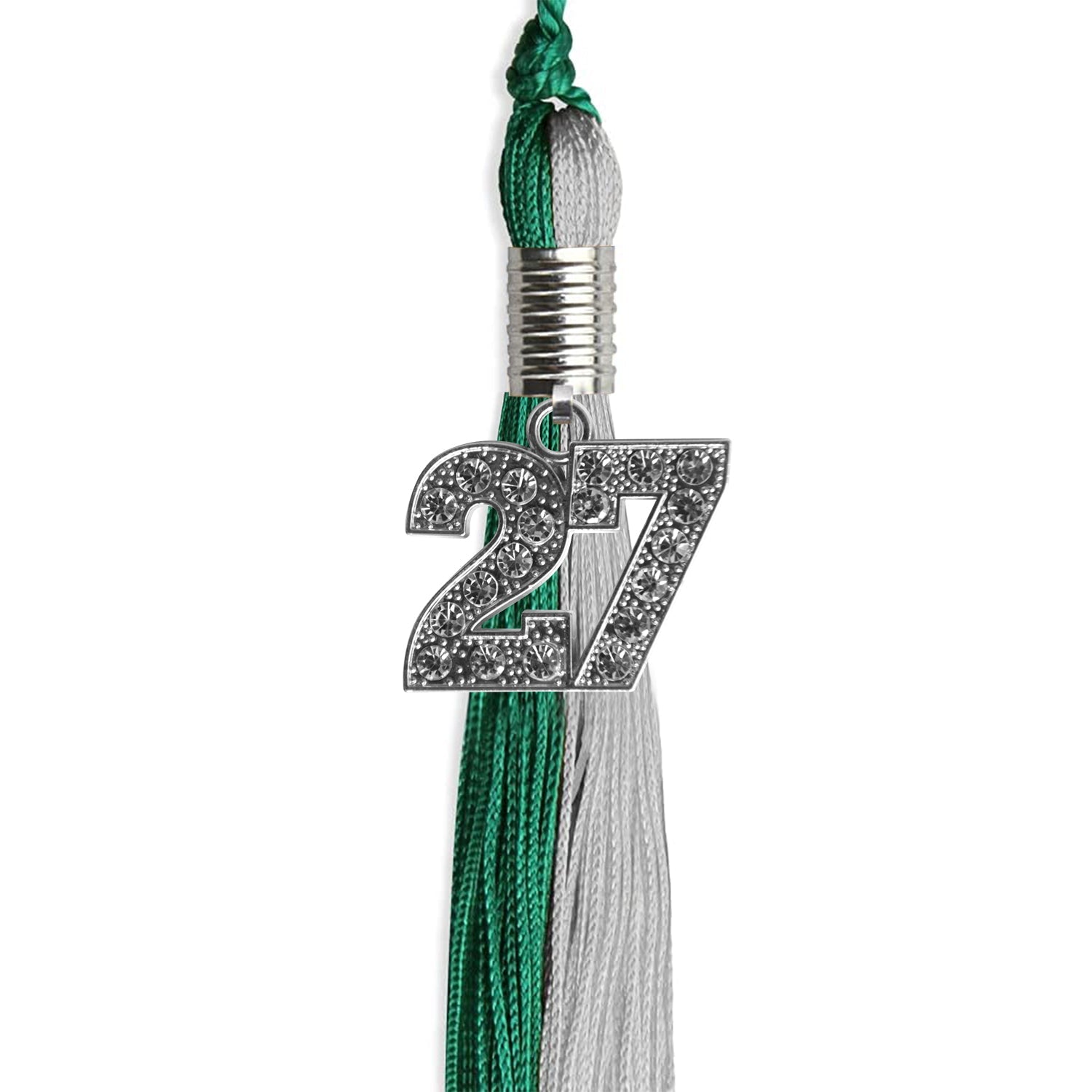 Emerald Green/Grey Graduation Tassel With Silver Date Drop - Endea Graduation