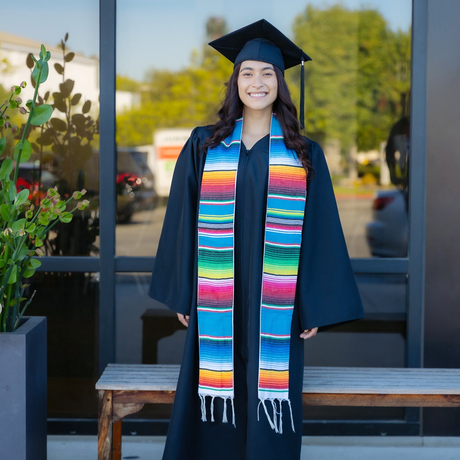 Endea Graduation Mexican Hispanic Serape Stole Blue - Endea Graduation