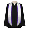 Endea Graduation Plain Honor Stole With Trim Color & Angled End Adult Unisex 72" White/Purple - Endea Graduation