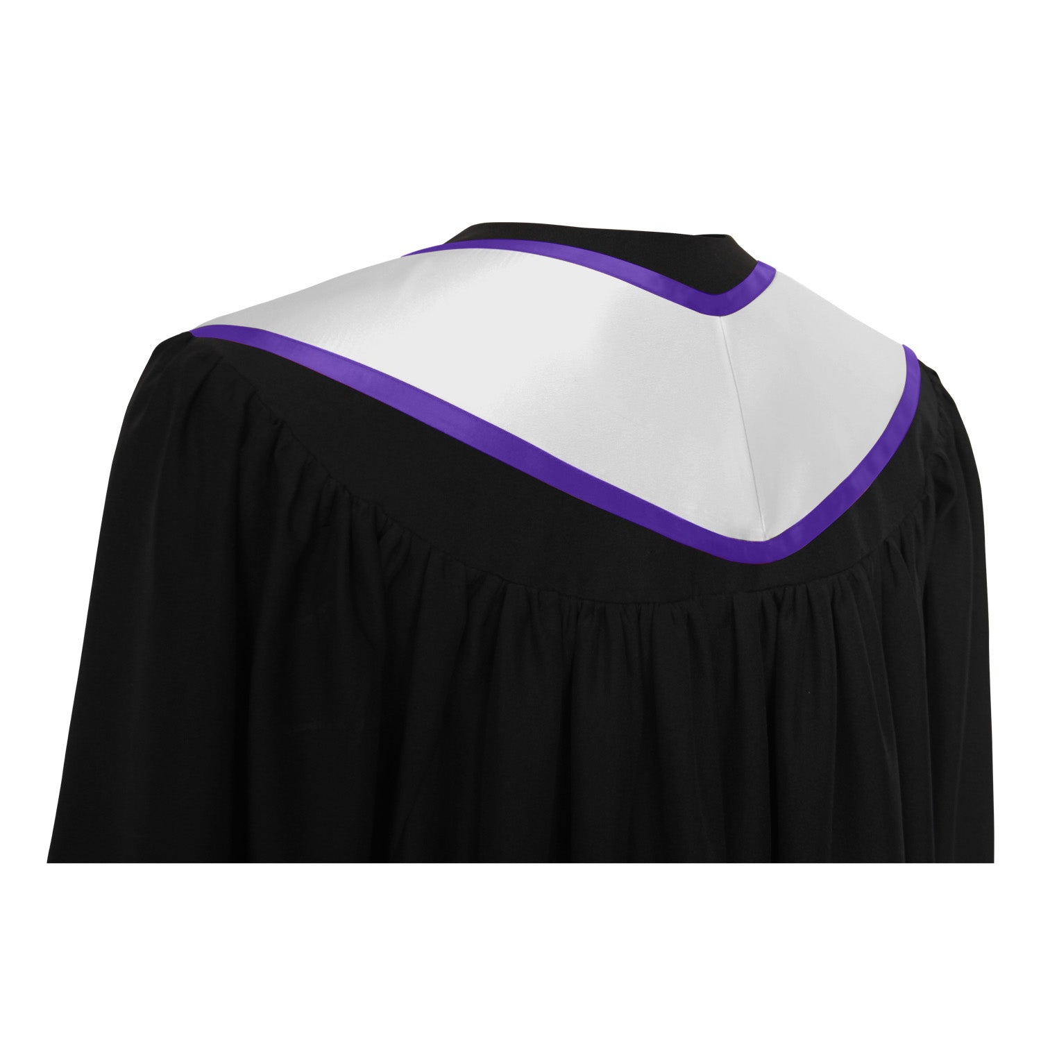 Endea Graduation Plain Honor Stole With Trim Color & Angled End Adult Unisex 72" White/Purple - Endea Graduation