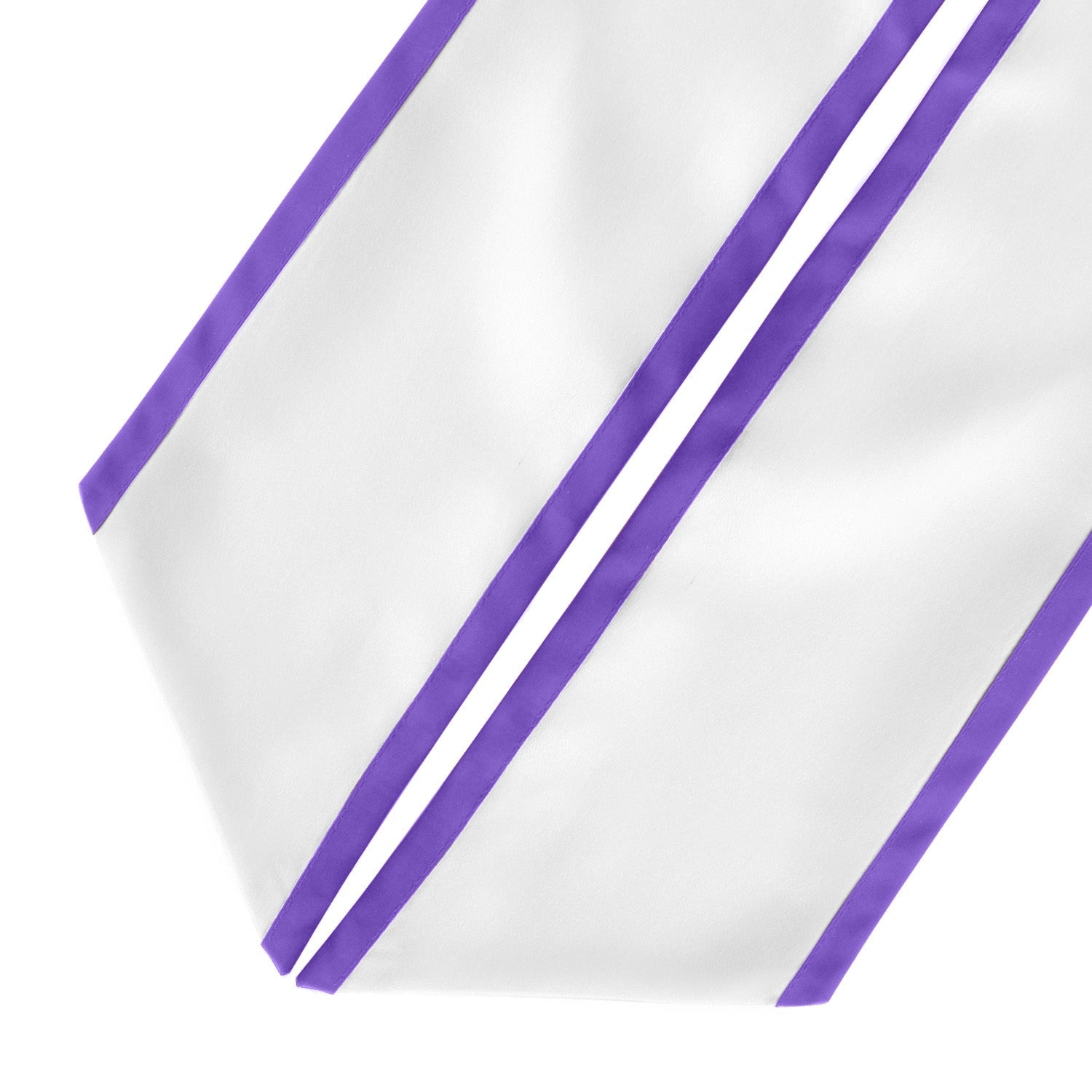 Endea Graduation Plain Honor Stole With Trim Color & Angled End Adult Unisex 72" White/Purple - Endea Graduation