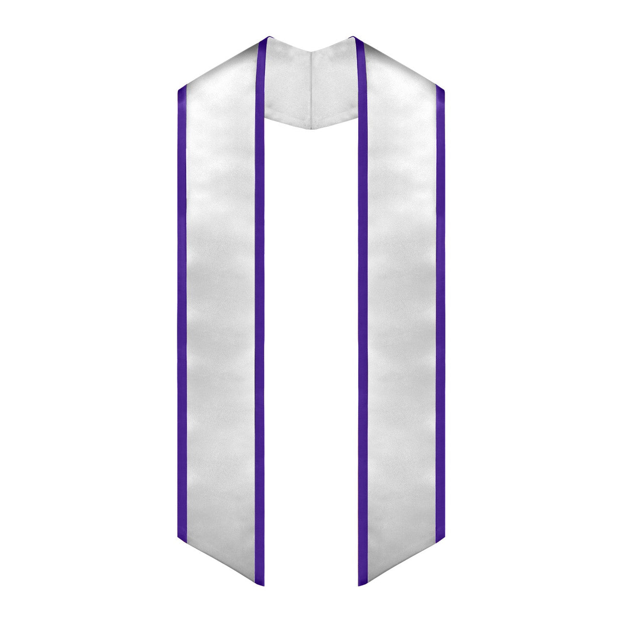 Endea Graduation Plain Honor Stole With Trim Color & Angled End Adult Unisex 72" White/Purple - Endea Graduation