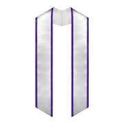 Endea Graduation Plain Honor Stole With Trim Color & Angled End Adult Unisex 72" White/Purple - Endea Graduation