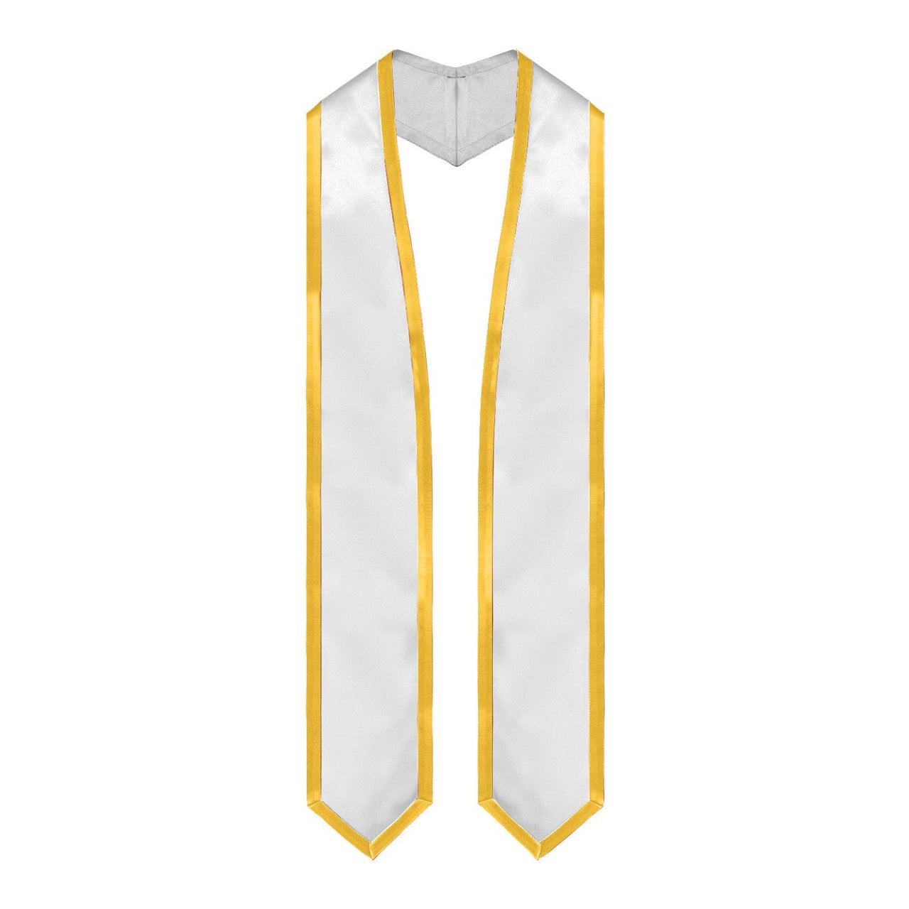 Endea Graduation Plain Honor Stole With Trim Color & Classic End Adult Unisex 72" White/Gold - Endea Graduation