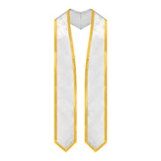 Endea Graduation Plain Honor Stole With Trim Color & Classic End Adult Unisex 72" White/Gold - Endea Graduation