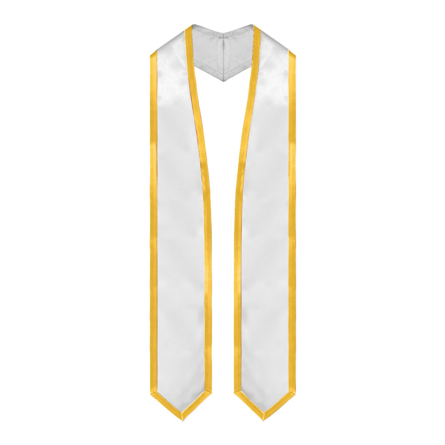 Endea Graduation Plain Honor Stole With Trim Color & Classic End Adult Unisex 72" White/Gold - Endea Graduation