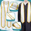 Endea Graduation Plain Honor Stole With Trim Color & Classic End Adult Unisex 72" White/Gold - Endea Graduation