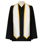 Endea Graduation Plain Honor Stole With Trim Color & Classic End Adult Unisex 72" White/Gold - Endea Graduation