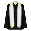 Endea Graduation Plain Honor Stole With Trim Color & Classic End Adult Unisex 72" White/Gold - Endea Graduation