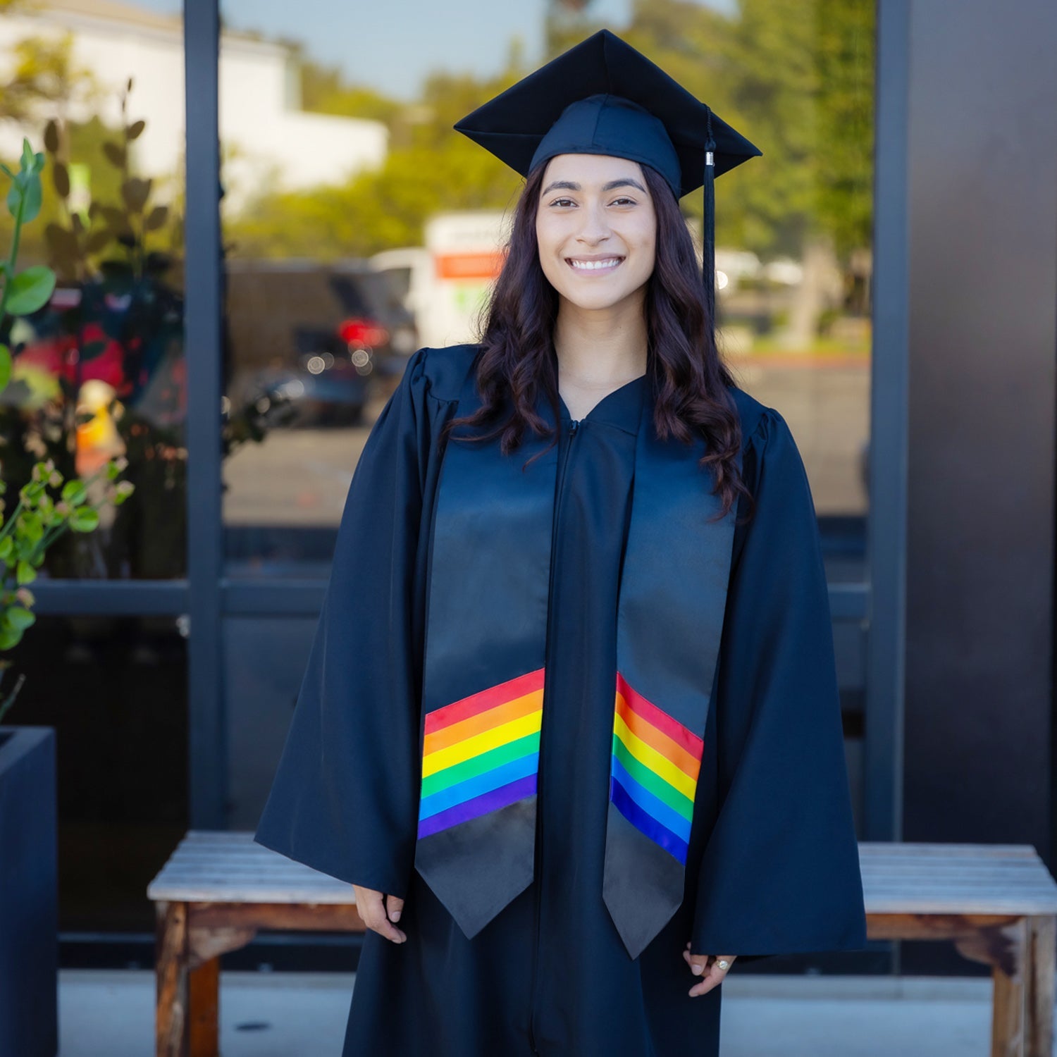 Endea Graduation Rainbow LGBTQ+ Gay Pride Stole Black - Endea Graduation