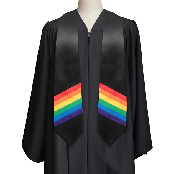 Endea Graduation Rainbow LGBTQ+ Gay Pride Stole Black - Endea Graduation