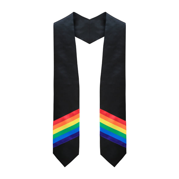 Endea Graduation Rainbow LGBTQ+ Gay Pride Stole Black - Endea Graduation