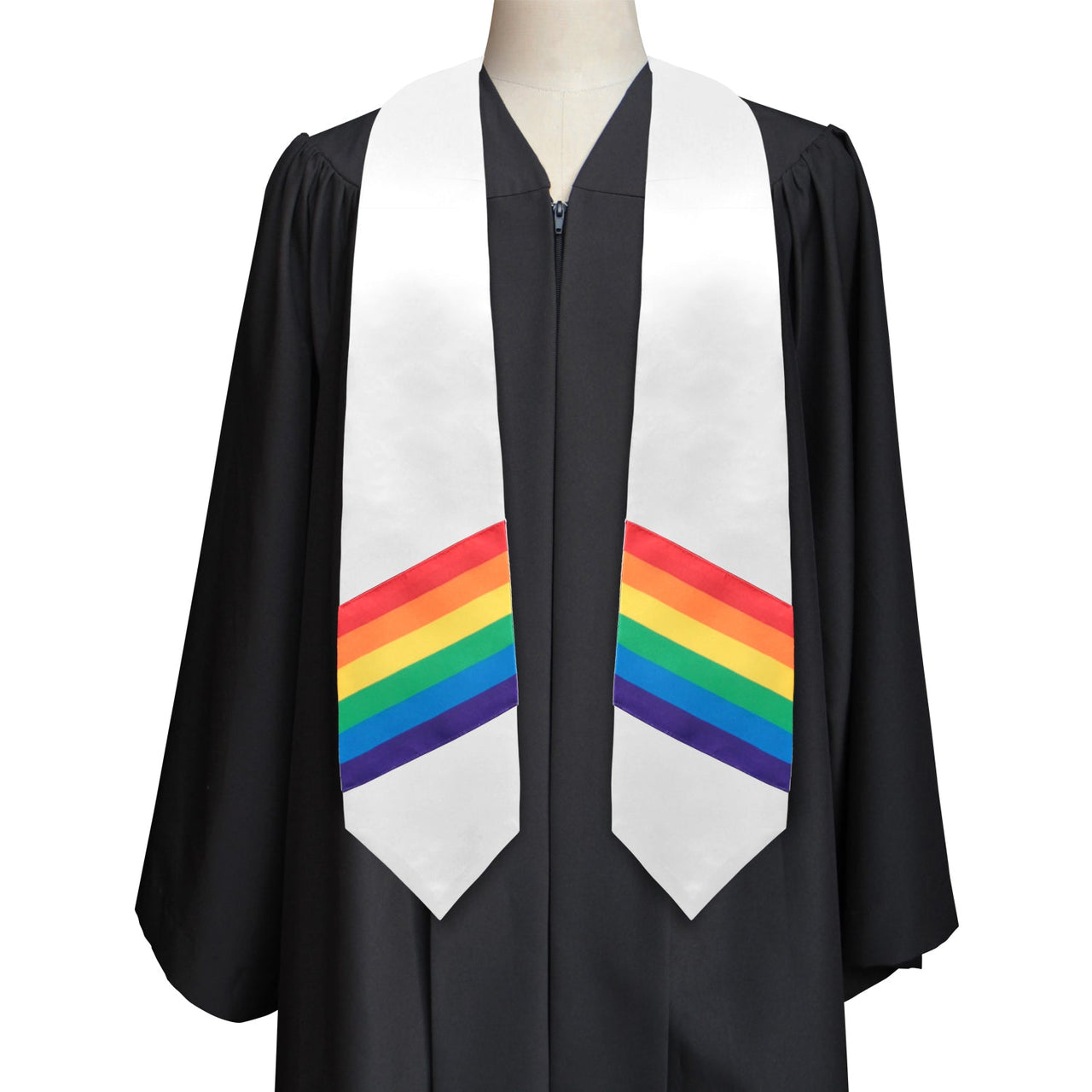 Endea Graduation Rainbow LGBTQ+ Gay Pride Stole White - Endea Graduation