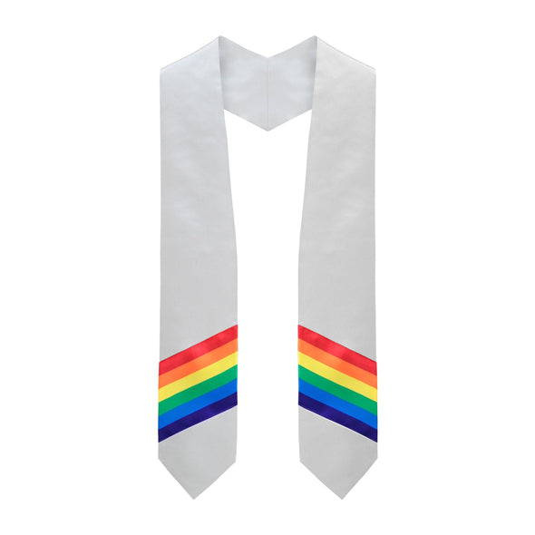 Endea Graduation Rainbow LGBTQ+ Gay Pride Stole White - Endea Graduation