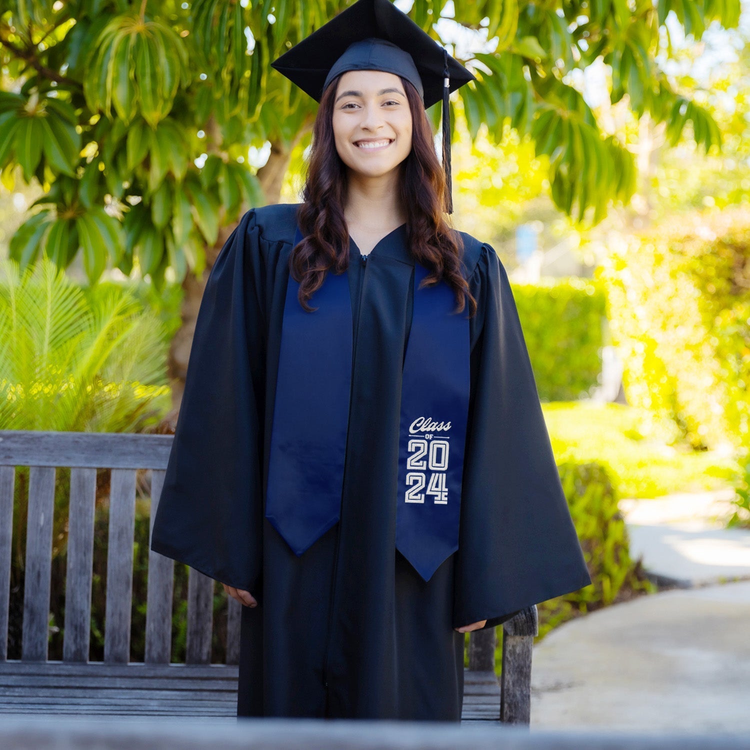 Endea Graduation Stole Class of 2024 With Classic Tips - Unisex Adult - 62" Long - Graduation Sash Navy Blue - Endea Graduation