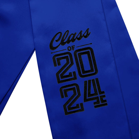 Endea Graduation Stole Class of 2024 With Classic Tips - Unisex Adult - 62" Long - Graduation Sash Royal Blue - Endea Graduation