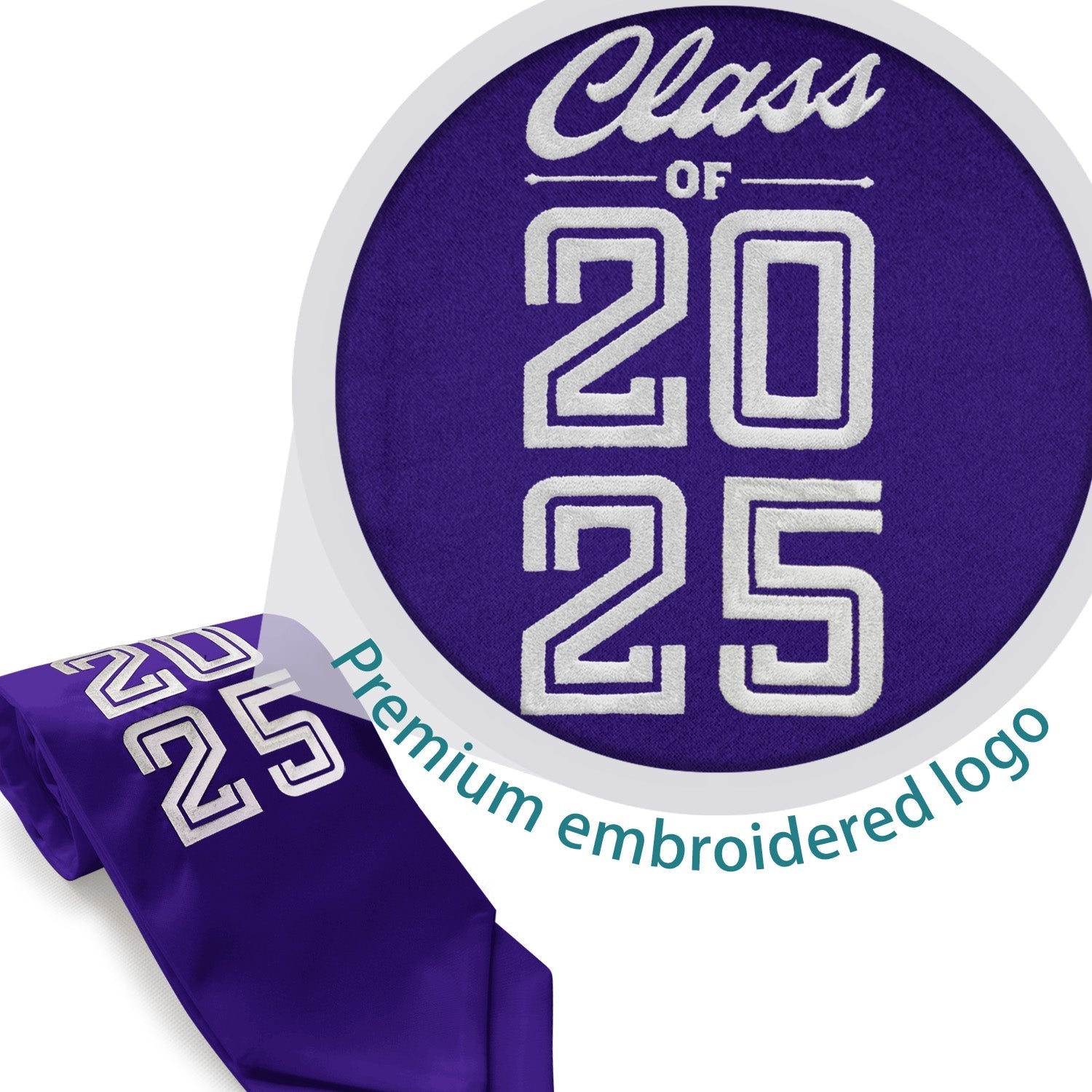 Endea Graduation Stole Class of 2025 With Classic Tips - Unisex Adult - 62" Long - Graduation Sash Purple - Endea Graduation