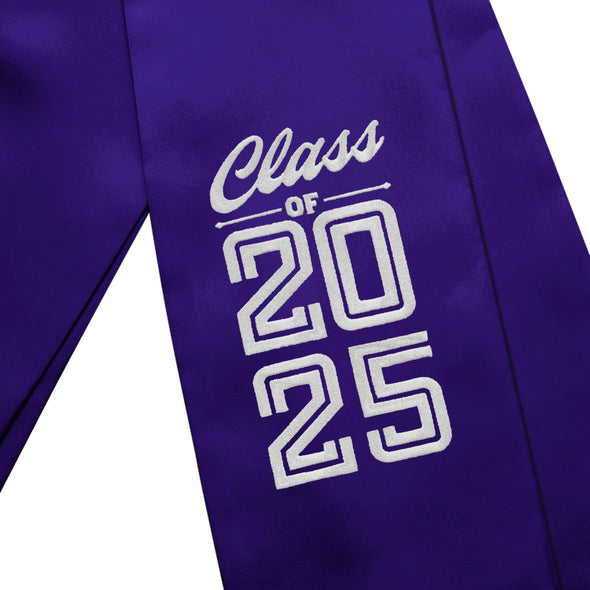 Endea Graduation Stole Class of 2025 With Classic Tips - Unisex Adult - 62" Long - Graduation Sash Purple - Endea Graduation