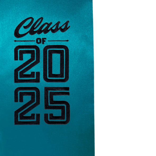 Endea Graduation Stole Class of 2025 With Classic Tips - Unisex Adult - 62" Long - Graduation Sash Turquoise - Endea Graduation