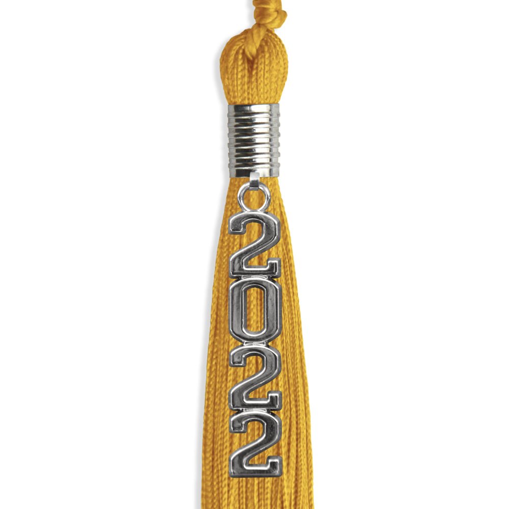 Gold Graduation Tassel With Silver Stacked Date Drop - Endea Graduation