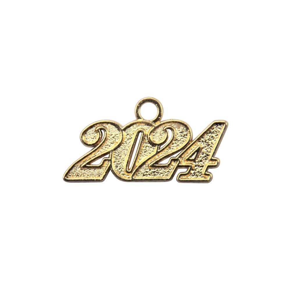 2024 Gold Rhinestone Bling Drop Date Year Charm for Graduation Tassel 24  Grad