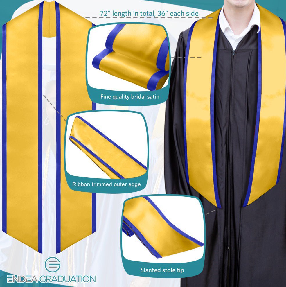 thumbnail image 2 of Clearance BANEX Graduation Stole Plain Graduation Honor Stole Classic End Trim Unisex Adult 72 Long Graduation Stole Class 2025 Clearance Sales B1 2 of 13