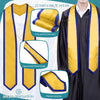 Gold/Royal Blue Plain Graduation Stole With Trim Color & Classic End - Endea Graduation