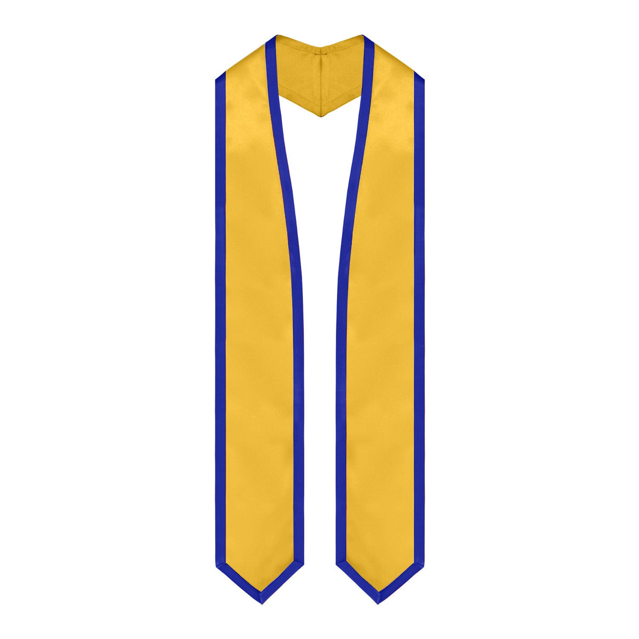 Gold/Royal Blue Plain Graduation Stole With Trim Color & Classic End - Endea Graduation