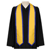 Gold/Royal Blue Plain Graduation Stole With Trim Color & Classic End - Endea Graduation