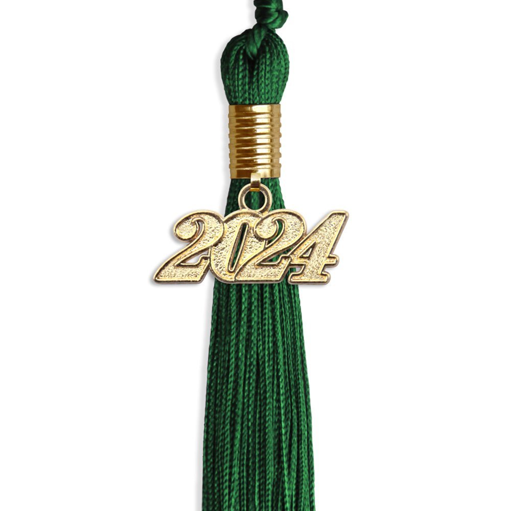 Green Graduation Tassel With Gold Date Drop - Endea Graduation