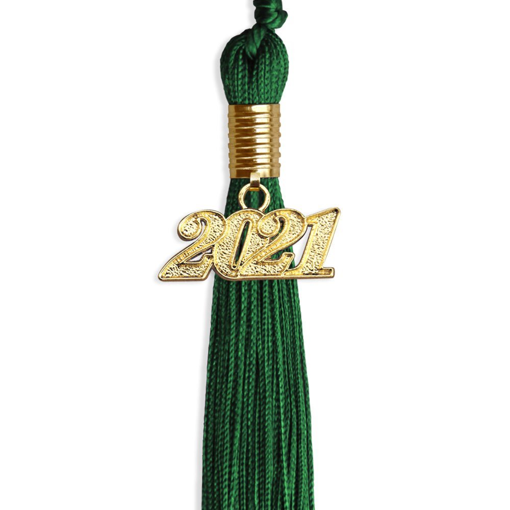 Green Graduation Tassel With Gold Date Drop - Endea Graduation