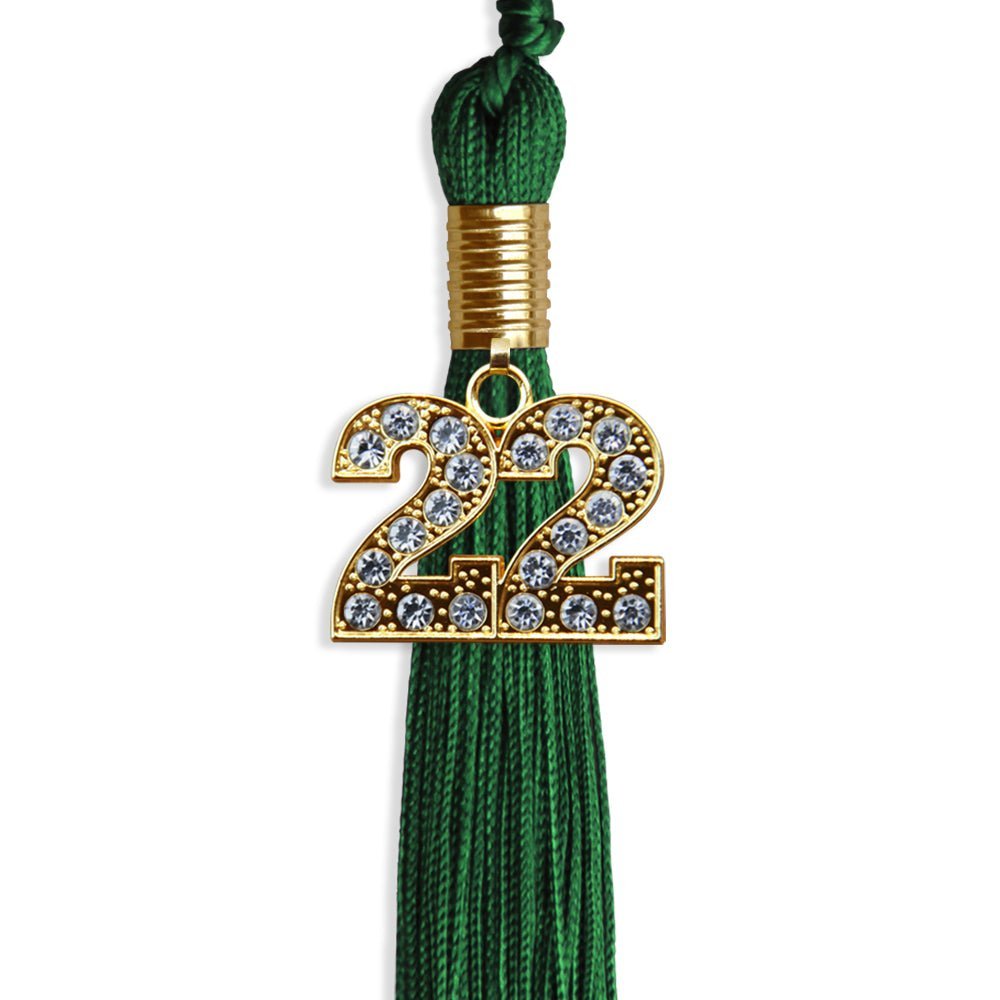 Green Graduation Tassel With Gold Date Drop - Endea Graduation