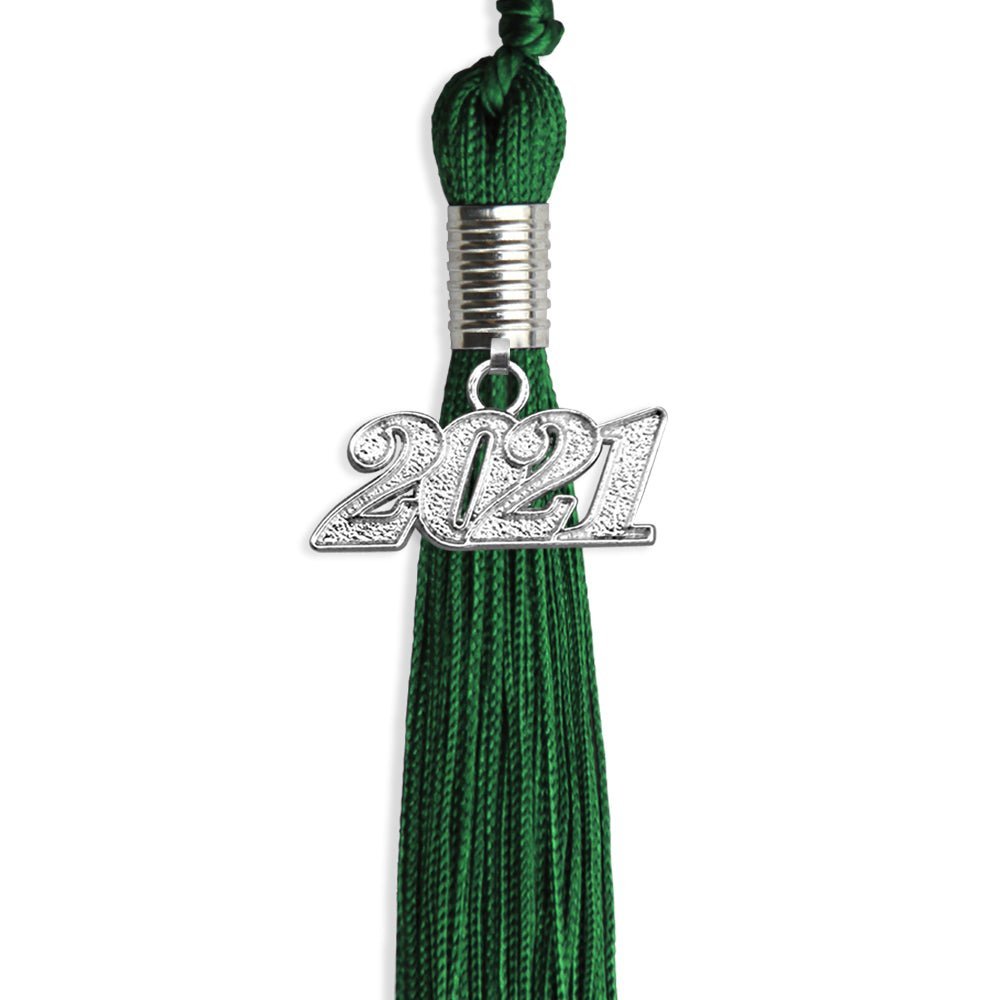 Green Graduation Tassel With Silver Date Drop - Endea Graduation