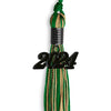 Green/Antique Gold Mixed Color Graduation Tassel With Black Date Drop - Endea Graduation