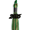 Green/Antique Gold Mixed Color Graduation Tassel With Black Date Drop - Endea Graduation