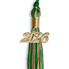 Green/Antique Gold Mixed Color Graduation Tassel With Gold Date Drop - Endea Graduation