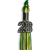 Green/Gold Mixed Color Graduation Tassel With Black Date Drop - Endea Graduation