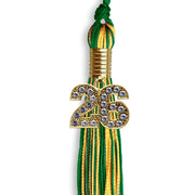 Green/Gold Mixed Color Graduation Tassel With Gold Date Drop - Endea Graduation