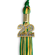 Green/Gold Mixed Color Graduation Tassel With Gold Date Drop - Endea Graduation