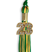 Green/Gold Mixed Color Graduation Tassel With Gold Date Drop - Endea Graduation