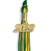 Green/Gold Mixed Color Graduation Tassel With Gold Date Drop - Endea Graduation