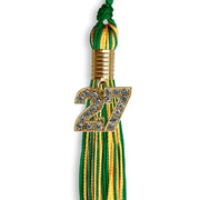 Green/Gold Mixed Color Graduation Tassel With Gold Date Drop - Endea Graduation