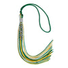 Green/Gold/White Graduation Tassel With Silver Stacked Date Drop - Endea Graduation